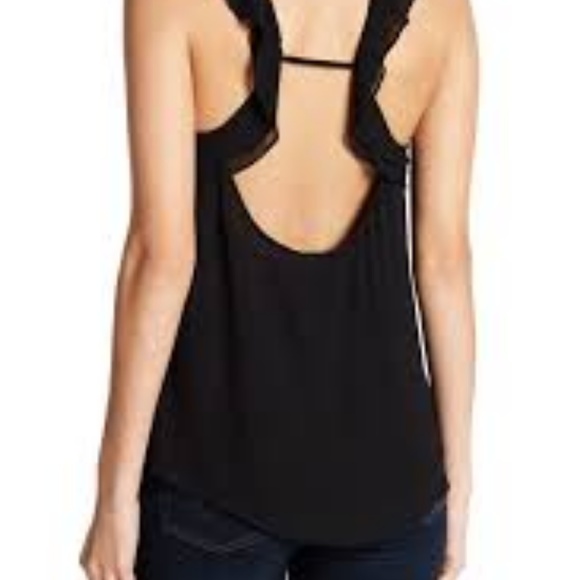 NWT NAKED ZEBRA Black Sleeveless Top With Ruffle - Picture 2 of 6